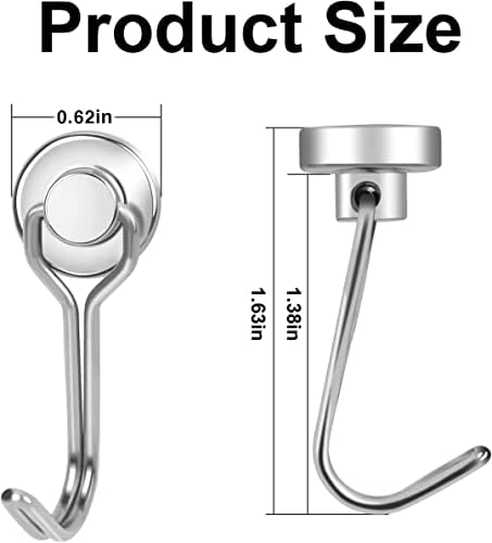 E BAVITE Swivel Swing Magnetic Hook New Upgraded, 30LB（20pack） Refrigerator Magnetic Hooks,Strong Neodymium Magnet Hook, Perfect for Refrigerator and Other Magnetic Surfaces, 60mm(2.36In) in Length