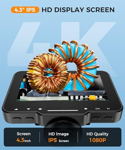 LCD Digital Microscope,4.3 Inch 1080P 10 Megapixels,10MP Camera Video Recorder with HD Screen,1-1000X Magnification Zoom Wireless USB Stereo Microscope Camera