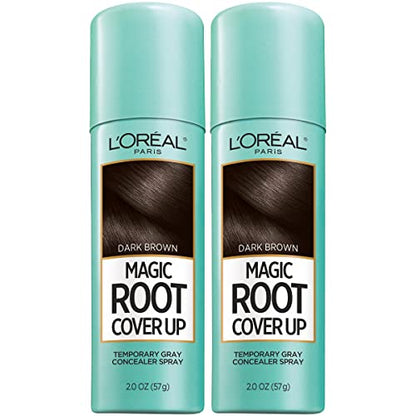 L'Oreal Paris Root Cover Up Temporary Gray Concealer Spray Dark Brown 2 Oz (Pack of 2) (Packaging May Vary)