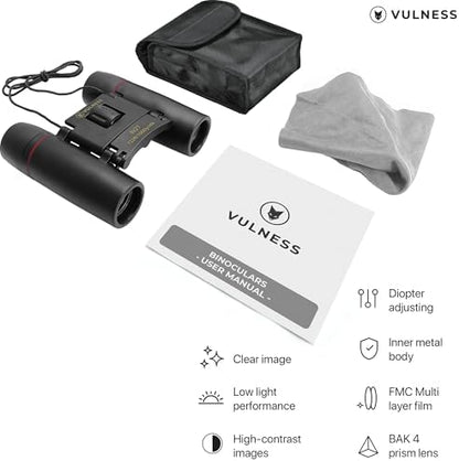 Binoculars for Adults | Compact Small Mini Travel Binocular for Bird Watching High Powered Electronics Cruise Ship Essentials Norwegian Alaska Must Haves Hiking Camping Gear a by VULNESS (Black, 8X21)