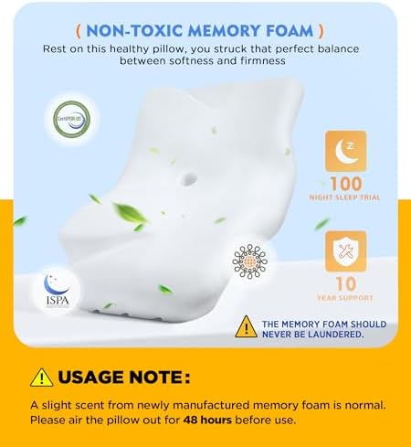 Osteo Cervical Pillow for Neck Pain Relief, Hollow Design Odorless Memory Foam Pillows with Cooling Case, Adjustable Orthopedic Bed Pillow for Sleeping, Support for Side Back Sleepers