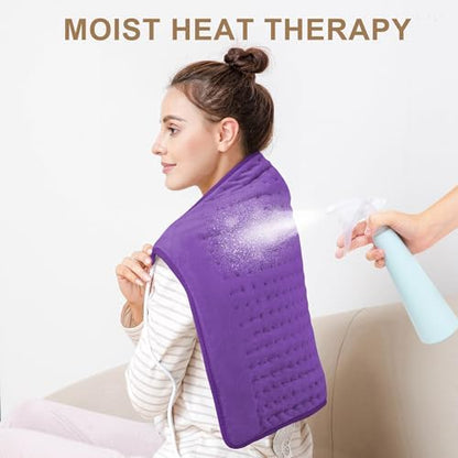 Heating Pad-Electric Heating Pads for Back,Neck,Abdomen,Moist Heated Pad for Shoulder,Knee,Hot Pad for Arms and Legs,Dry&Moist Heat & Auto Shut Off(Dark Purple, 12''×24'')