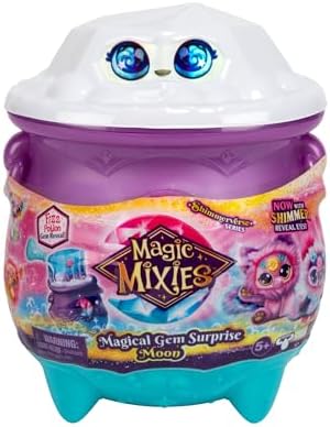Magic Mixies Magical Gem Surprise Cauldron: Moon. with New Shimmer Eyes! Reveal an Mixie Plushie from The Fizzing Cauldron and Discover 2 Magical Lunar Gem Surprises! Styles May Vary