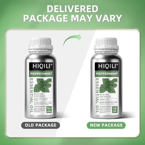HIQILI Peppermint Essential Oil 16 oz 100% Pure Natural Aromatic Oil for Freshening Air, Hair Care, DIY Soap, SPA & Home Use