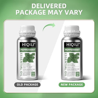 HIQILI Peppermint Essential Oil 16 oz 100% Pure Natural Aromatic Oil for Freshening Air, Hair Care, DIY Soap, SPA & Home Use
