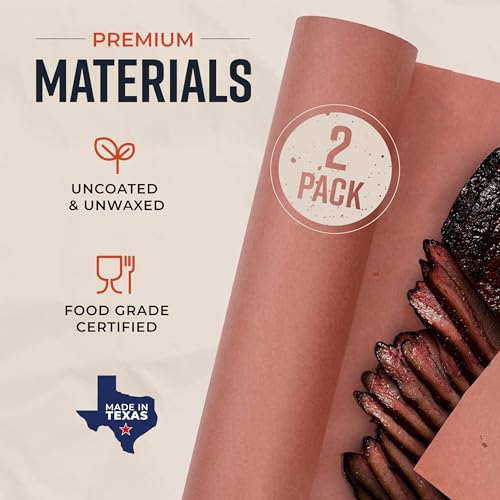 Bryco Goods (Pack of 2) Pink Butcher Paper Rolls, 18"x175' (2100 Inch) Food-Grade Peach Butcher Paper for Smoker, BBQ, Grilling, Smoking Meat - USA Made - Unbleached, Uncoated and Unwaxed