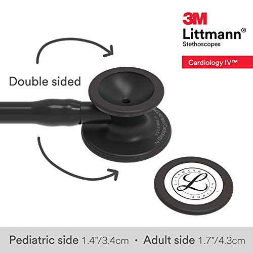 3M Littmann Cardiology IV Diagnostic Stethoscope, 6163, More Than 2X as Loud, Weighs Less, Stainless Steel Black-Finish Chestpiece, 27" Black Tube, Stem, and Headset