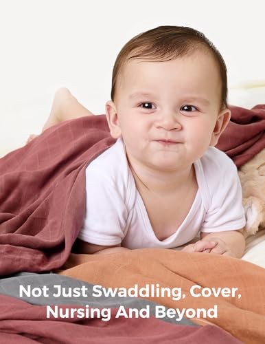 Momcozy Muslin Swaddle Blankets for Baby Boys and Girls, 4-Pack Breathable and Skin-Friendly Receiving Blanket Wrap, Baby Essentials, Registry & Gift, 47 x 47 inches