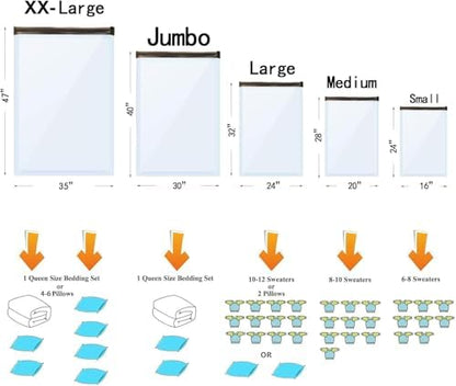 10 Medimu Vacuum Storage Bags with Electric Pump, Plastic Packaging Bags,Space Saver Sealer Compression Bags for Blankets, Comforters, Pillows, Clothes Storage