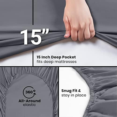 Utopia Bedding Twin XL Fitted Sheets - Bulk Pack of 2 Bottom Sheets - Soft Brushed Microfiber - Deep Pockets - Shrinkage & Fade Resistant - Easy Care (Twin XL, Grey)