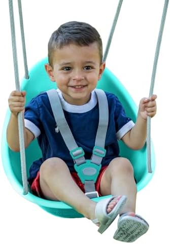 Swurfer Coconut Toddler Swing – Comfy Baby Swing Outdoor, 3- Point Adjustable Safety Harness, Secure, Safe Quick Click Locking System, Blister-Free Rope, Easy Installation, Ages 6-36 Months
