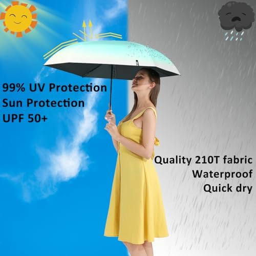 BAODINI Travel Mini Umbrella for Purse With Case Small Compact UV Sun Protection Sun Lightweight Tiny Pocket Umbrella for Women Kids and Men