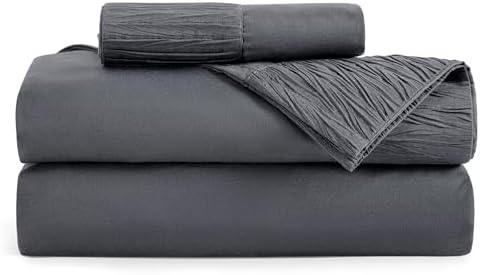 Bedsure Twin XL Sheet Sets Dorm Bedding - 3 Pieces Soft Extra Long Twin Sheets, Hotel Luxury, Easy Care Microfiber for Women, Men, Dark Grey
