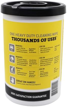 Tub O' Towels Heavy-Duty Multi-Surface Cleaning Wipes, 10" x 12", 90 Count Canister, Removes Grease, Grime, Tough Stains, Durable Disposable Wipes for Home, Garage, Outdoor Cleaning Tasks, 2-Pack
