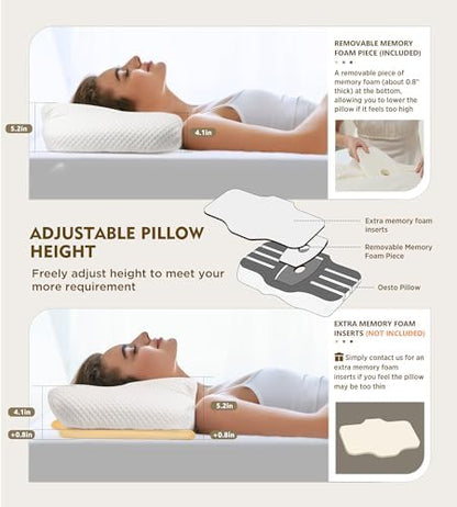 Osteo Cervical Pillow for Neck Pain Relief, Hollow Design Odorless Memory Foam Pillows with Cooling Case, Adjustable Orthopedic Bed Pillow for Sleeping, Support for Side Back Sleepers