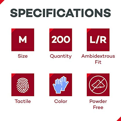 Dealmed Nitrile Medical Grade Exam Gloves, Disposable, Latex-Free, Medium (200 ct.)