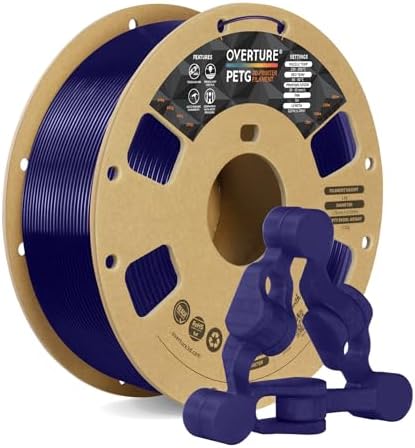 OVERTURE 3D Filament Clear PETG Filament 1.75mm, PETG 3D Printer Filament, 1kg Filament (2.2lbs), Dimensional Accuracy Probability +/- 0.02mm, Fit Most FDM Printers(Transparent Blue)