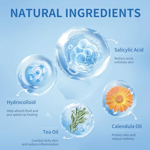 Pimple Patches for Face, 3 Size 510 Counts Hydrocolloid Acne Patches for Covering Zits and Blemishes, Spot Stickers with Salicylic Acid, Tea Tree Oil & Calendula Oil(8mm,10mm,12mm)