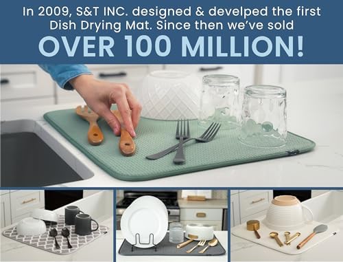 S&T INC. Dish Drying Mat Jumbo, 18” x 30”, Absorbent Microfiber Kitchen Counter Mat, Dish Drying Pad for Dishes, Utensils, Pots and Pans, Jumbo, Black