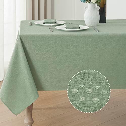 Rectangle Tablecloth Linen Textured Waterproof & Stain Resistant Table Cloth Wrinkle Free Decorative Fabric Farmhouse Table Cover for Dining/Party/Buffet/Wedding, 60 x 84 Inch, Sage Green