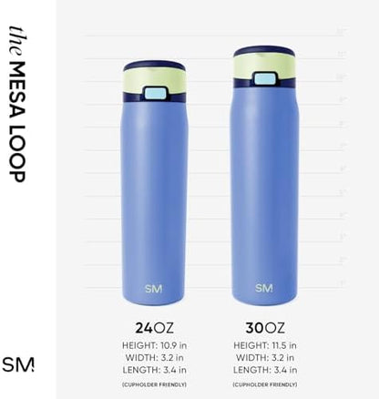 Simple Modern Mesa Loop Water Bottle with Straw | 24oz Cup Holder Friendly Insulated Stainless Steel Bottles for Travel, Sports and School | Neptune