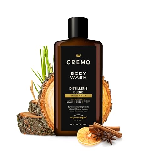 Cremo Body Wash Men, An Elevated Blend with Notes of Kentucky Bourbon, Smoked Vetiver and American Oak, 16 Fl Oz