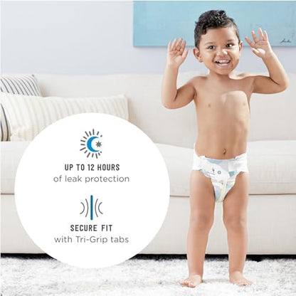 Amazon Brand - Mama Bear Plush Protection Diapers - Size 7, One Month Supply, Hypoallergenic Premium Disposable Baby Diapers, 92 Count (Pack of 4), White and Cloud Dreams