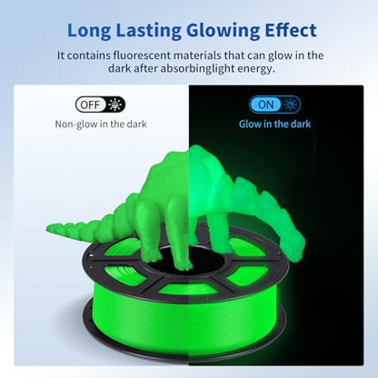 ANYCUBIC PLA 3D Printer Filament, Glow in The Dark, 3D Printing PLA Filament 1.75mm Dimensional Accuracy +/- 0.02mm, 1KG Spool (2.2 lbs), Green PLA, Glow Green