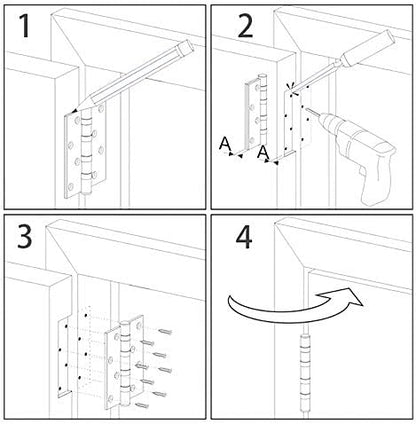 18 Pack Matte Black Door Hinges 3.5 x 3.5 Inch Interior 3 1/2 Inch Door Hinges for Doors Rounded 5/8" Radius Corners Flat Iron Hinge 3 ½"x 3 ½" Door Hardware Controls