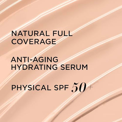 IT Cosmetics CC+ Cream - Full-Coverage Foundation With SPF 50, Color Corrector & Anti-Aging Serum, Formulated With Niacinamide & Hyaluronic Acid, Natural Finish, For All Skin Types, 1.08 fl oz