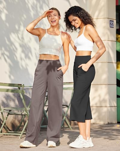G4Free Yoga Pants Women Wide Leg Pants with Pockets High Waist Stretch Dress Casual Sweatpants Petite/Regular/Tall
