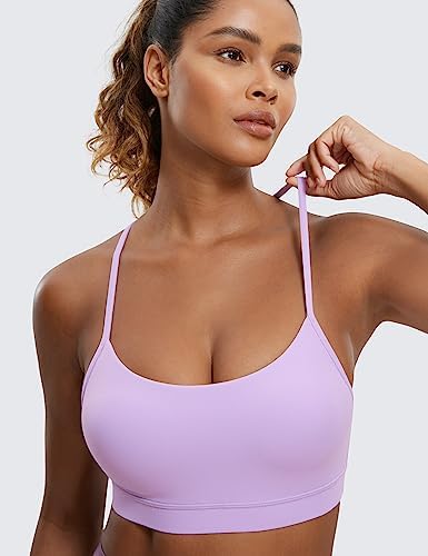 CRZ YOGA Butterluxe Womens Y Back Sports Bra - Padded Racerback Low Impact Spaghetti Thin Strap Workout Yoga Top