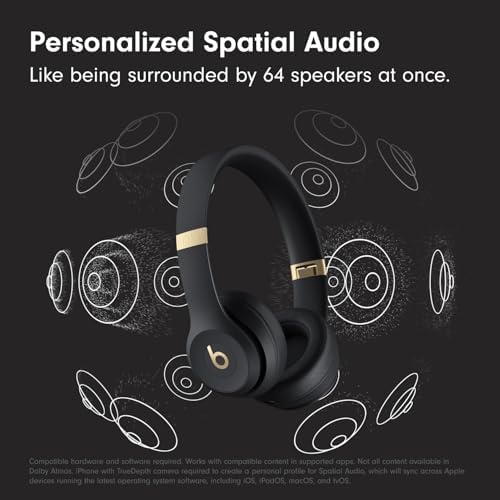 Beats Solo 4 - Wireless Bluetooth On-Ear Headphones, Apple & Android Compatible, Up to 50 Hours of Battery Life - Black & Gold