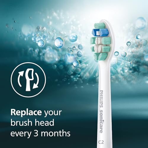 Philips Sonicare C2 Plaque Control - Genuine Replacement Electric Toothbrush Heads, White, 3 Pack, HX9023/65