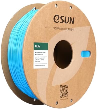 eSUN PLA+ Filament 1.75mm, 3D Printer Filament PLA Plus, Dimensional Accuracy +/- 0.03mm, 1KG Spool (2.2 LBS) 3D Printing Filament for 3D Printers, Light Blue
