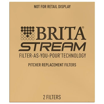 Brita Stream Pitcher Water Filter for Pitchers and Dispensers, BPA-Free, Replaces 1,800 Plastic Water Bottles a Year, Lasts Two Months or 40 Gallons, Includes 2 Filters