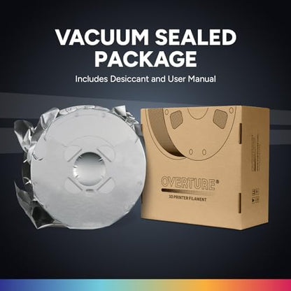 OVERTURE PETG 3D Printer Filament 1.75mm, Neatly Wound Durable PETG 2kg Spool (4.4lbs), Strong Toughness Filament, Dimensional Accuracy +/- 0.02mm, Fit Most FDM Printers (Black 1 Pack)