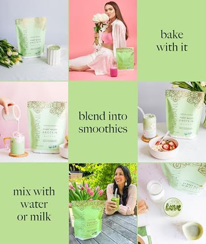 Truvani Vegan Pea Protein Powder | Matcha | 20g Organic Plant Based Protein | 20 Servings | Keto | Gluten & Dairy Free | Low Carb | No Added Sugar