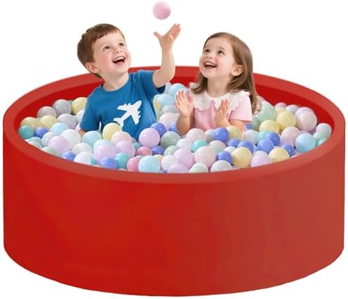 Ball Pit for Toddlers 47.24''x15.75'' Baby Ball Pits Soft Memory Foam Ball Pools Round Lagre Kids Ball Pits Kids Play Ball Pool Ideal Gift for Children (Red, NO Balls)