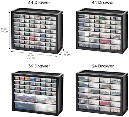 IRIS USA Screw Tool Organizer Small Parts Cabinet Chest, 44-Drawer Hardware Electronics Nuts Bolts Storage Drawers Organization Toolbox Garage Craft Business Teacher Beads Scrapbook Art Hobby - Black