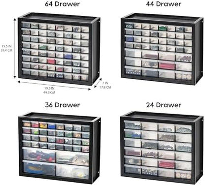 IRIS USA Screw Tool Organizer Small Parts Cabinet Chest, 44-Drawer Hardware Electronics Nuts Bolts Storage Drawers Organization Toolbox Garage Craft Business Teacher Beads Scrapbook Art Hobby - Black