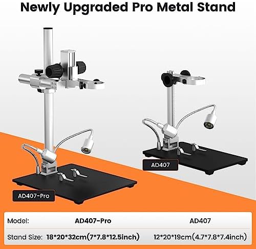 Andonstar AD407 Pro 3D HDMI Soldering Digital Microscope with Pro Metal Stand 4MP UHD and 7 inch Adjustable LCD Screen USB Video Microscopes for Phone Repairing SMT SMD DIY
