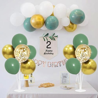 Green and Gold Balloon Stand Centerpiece Table Decorations for Birthday Woodland Baby Shower Party Decoration (Green gold set4)