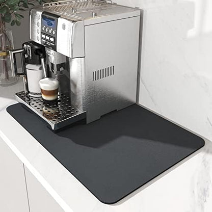 AMOAMI Coffee Mat - Hide Stain Rubber Backed Absorbent Dish Drying Mat for Kitchen Counter - Fits Under Coffee Maker or Machine