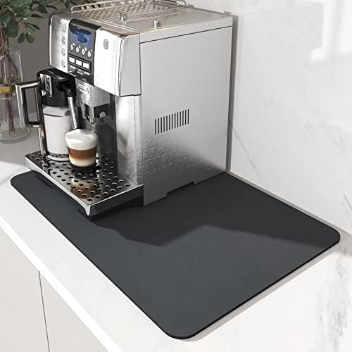 AMOAMI Coffee Mat - Hide Stain Rubber Backed Absorbent Dish Drying Mat for Kitchen Counter - Fits Under Coffee Maker or Machine
