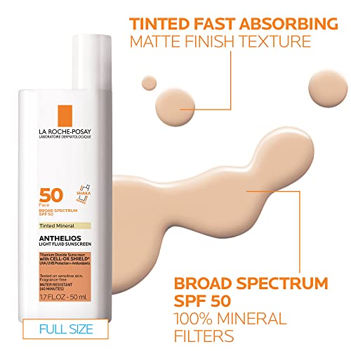 La Roche-Posay Anthelios Sunscreen SPF 50, Ultra-Light Fluid Broad Spectrum SPF 50, Face Sunscreen with Titanium Dioxide Mineral, Lightweight & Fast-Absorbing, Oil-Free, Matte Finish