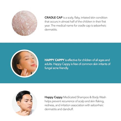 Happy Cappy Dr. Eddie’s Medicated Shampoo and Body Wash- Baby Dandruff Shampoo, Helps Cradle Cap and Seborrheic Dermatitis, Reduces Redness, Dermatologist Tested, Fragrance-Free- 8 Fl Oz (Pack of 3)