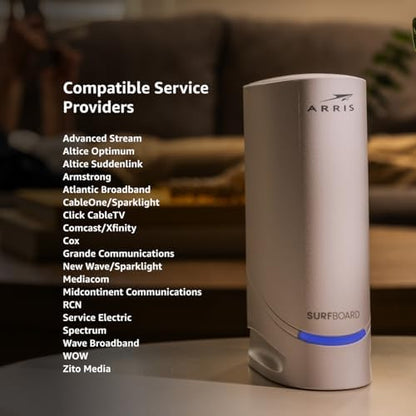ARRIS (S34) - Cable Modem - Fast DOCSIS 3.1 Multi-Gigabit Cable Modem, for Comcast Xfinity, Cox, Spectrum & More, 2.5 Gbps Max Internet Speeds, 2 Year Warranty - (No Built-in WiFi)