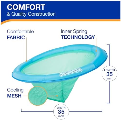 SwimWays Spring Float Premium Papasan Pool Lounger, Inflatable Pool Floats Adult with Fast Inflation for Ages 15 & Up