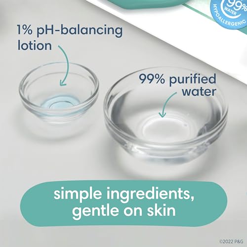 Pampers Baby Wipes Aqua Pure, 99% water-based wipes, Hypoallergenic and Unscented Baby Wipes, 672 Wipes Total (12 Flip-Top Packs)